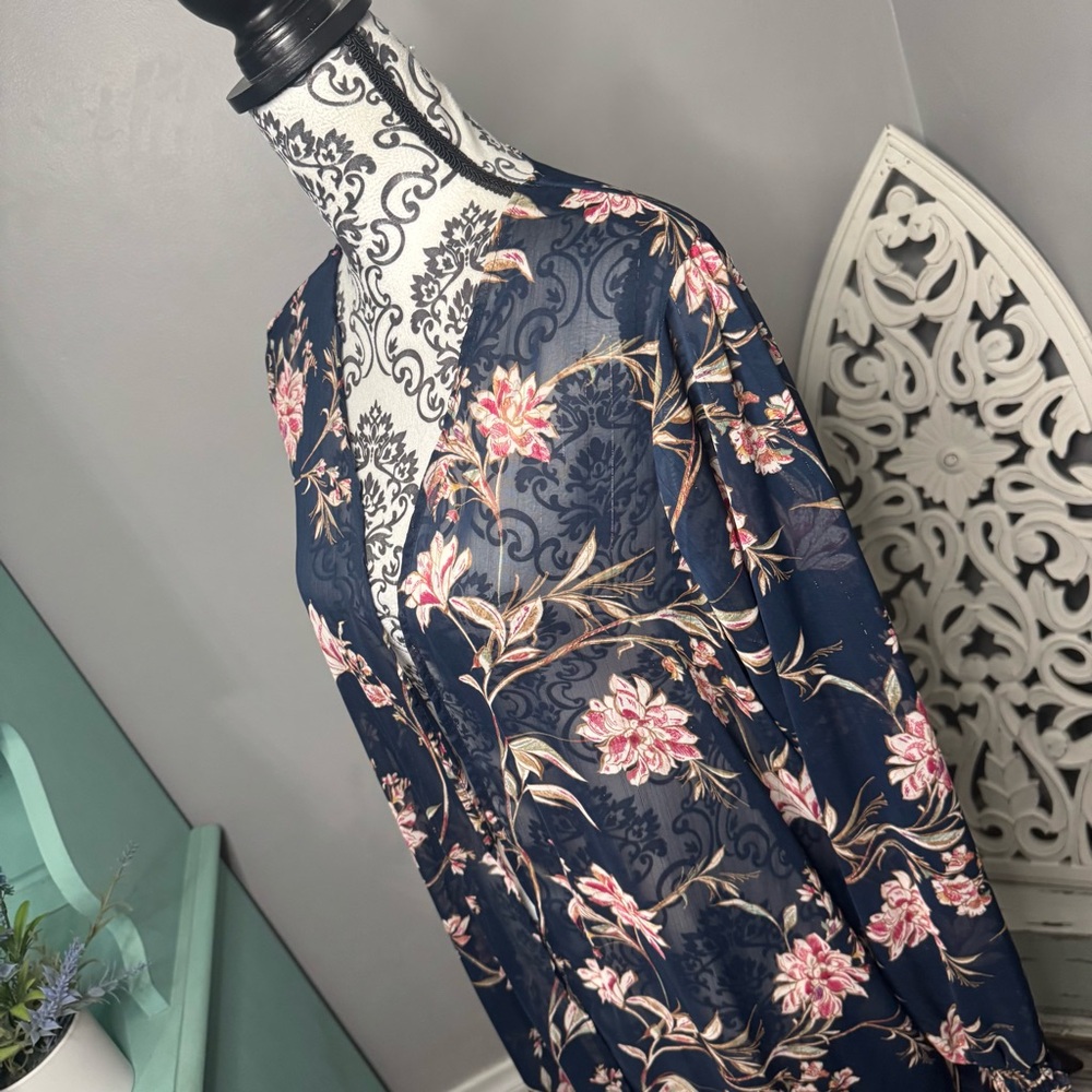Maurices Boho Floral Long Sleeve Metallic Kimono Size 1X NWT Bohemian Resortwear - Picture 7 of 14